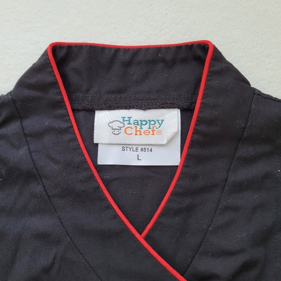 Happy Chef | Signature Chef Coat NWOT Unisex black & red Men's Large - Picture 7 of 11